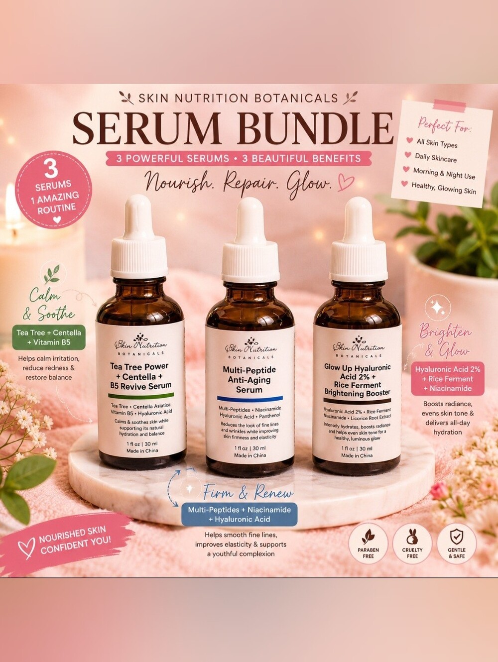 Glow Up Hyaluronic & Brightening Serum Bundle - Pink